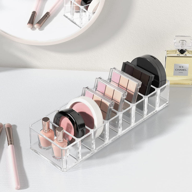 Acrylic Makeup Compact Organizer 8 slots Cosmetic Storage Vanity Organizer Eyeshadow Pallet Storage For Lipstick Bronzer Powder Highlighter, Skincare Cosmetic Display Cases For Vanity Bathroom