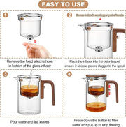 Angju Enchanti Tea Pot, Glass Teapot with Infuser, Magic Witchcraft Enchanted Tea Kettle with Strainer for Water Separation, Magical Push Control Tea Maker for Loose Leaf & Herbal Teas -600ML