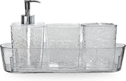 FEELINGS Bathroom Accessories Set, 4-Piece with Tray, Hammered Texture, 28cm Organiser (RC-KQ0867)