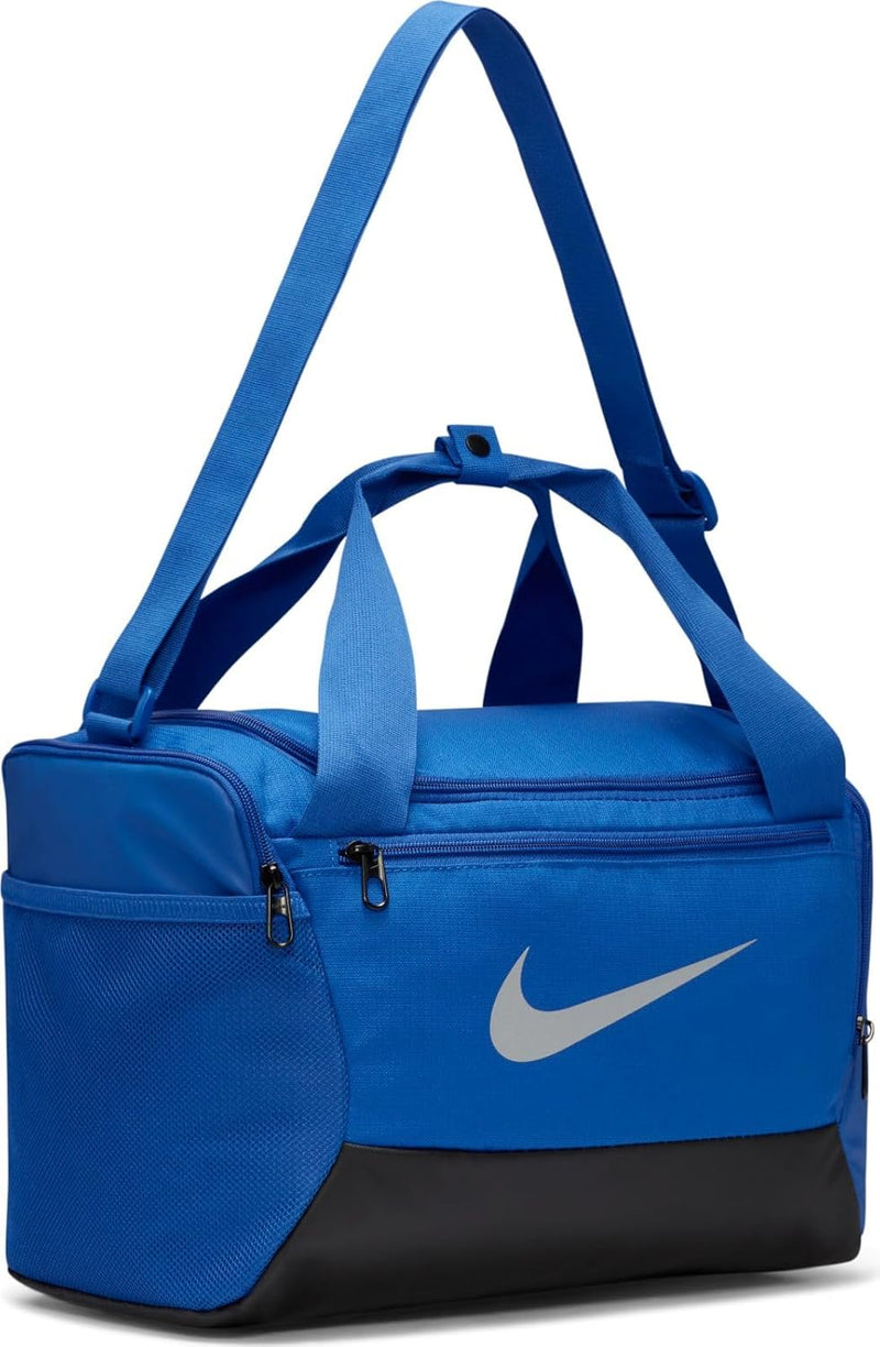 Nike Brsla Xs - 9.5 (25L) Duffel Bags For Mens Game Royal/Black/(Metallic Silver) 1Size