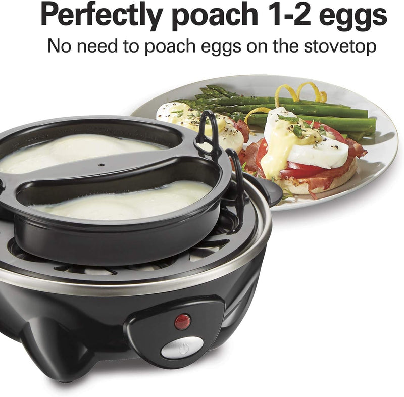 Hamilton Beach 3-in-1 Electric Hard Boiled Egg Cooker, Poacher & Omelet Maker, Holds 14, Black (25508)