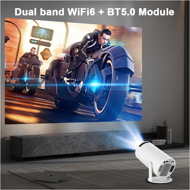 Game Projector 2 in 1 Professional Chip, Portable Projector With Wireless Controller Gamepad, 2.4G /5G WiFi BT 5.0 Support 4K 130-inch screen 180 Rotation Hi-Fi Speaker Portable Size 50-100% Zoom