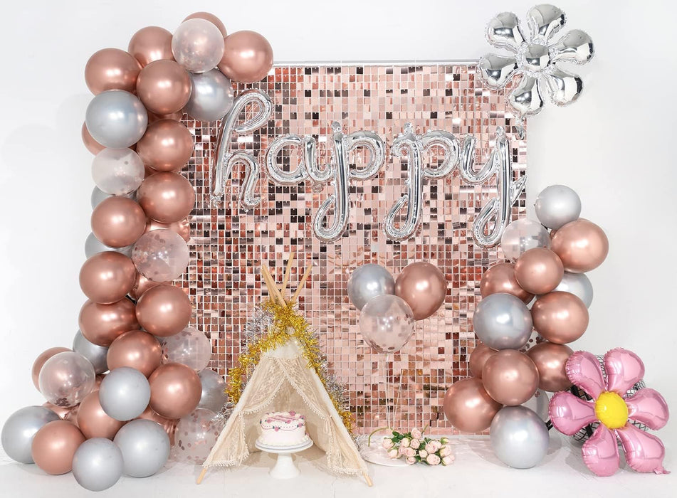 Kate Square Gold Shimmer Wall Sequin Panel Backdrop Birthday Wedding Background Decoration Wall(Pack of 12)