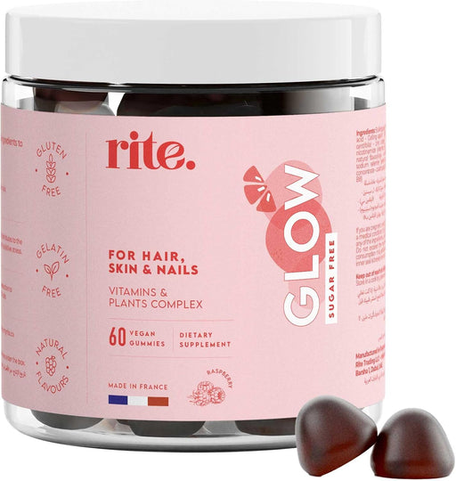 Glow Hair Skin & Nails Vegan Vitamin Gummies 2000% Dv Biotin With Zinc, Selenium & Efficient Plants Hair Growth, Stronger Nails & Healthy Skin 60 Vegan Gummies Delicious Natural Raspberry