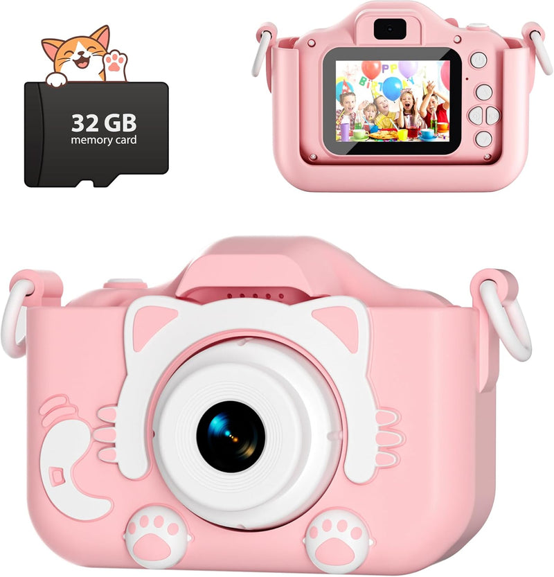 Kids Camera Toys for 6+ Year Old Boys/Girls, Kids Digital Camera for Toddler with 1080P Video, Chritmas Birthday Festival Gifts for Kids, Selfie Camera for Kids,(Pink)
