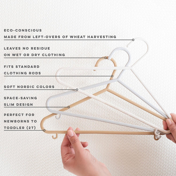 3 Sprouts Baby Wheat Straw Plastic Clothes Hangers - Pack of 30 - Speckled Gray