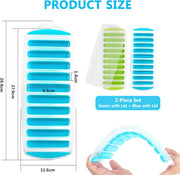 2 Pack Ice Cube Trays with Lids, Silicone Ice Mold for Water Bottles Food grade silicone ice tray with easy release design creates bottle-friendly ice cubes and stacks neatly for freezer storage