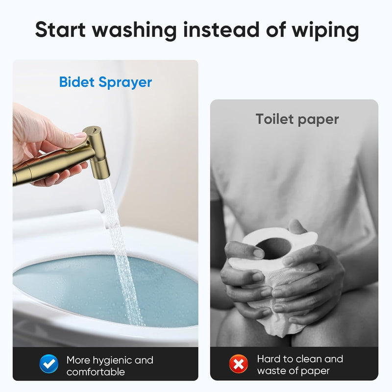 Arofa Black Bidet Sprayer, Handheld Bidet Sprayer for Toilet - Bidets for Existing Toilets Adjustable Water Pressure Control with Bidet Hose, Cloth Diaper Bidet Toilet Sprayer for Baby/Feminine Wash