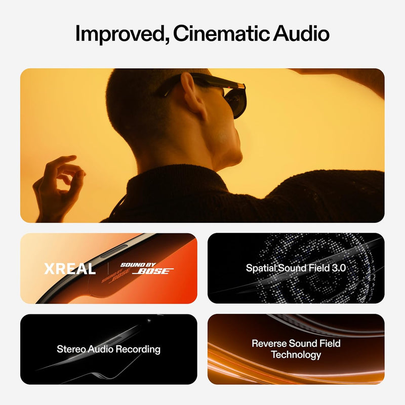 XREAL One AR Glasses with X1 Chip, Native 3 DoF, 147" 50FOV 120Hz HD Display, Renowned Audio, 3 Adjustable Lens Transparency, Compatible with iPhone 16/15, Steam Deck, ROG, Mac, PC, Android & iOS