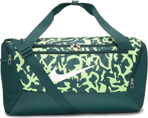 Nike 9.5 CAT AOP Brasilia Duffel Bag, 41 Liter Capacity, Small, Deep Jungle/Light Lemon Twist/White