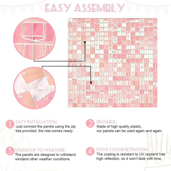 LJIE-House Champagne Shimmer Wall Backdrop Shimmer Panels Sequin Backdrop 36PCS Glitter Party Backdrop for Birthday Wedding Anniversary Engagement Baby Shower & Bachelorette Decorations Party
