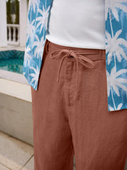 Linen Pants for Men Loose FIT Baggy Cargo(GL-TP-1190-2XL-BROWN)