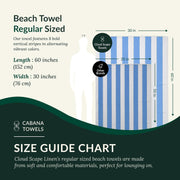 Cloud Scape Linen 2 Pcs Cabana Stripe Beach Towel Set, Oversized Soft Cotton Towel, Quick Dry and Highly Absorbent, Perfect for Beach, Picnic and Fitness, 76x152 cm, Blue