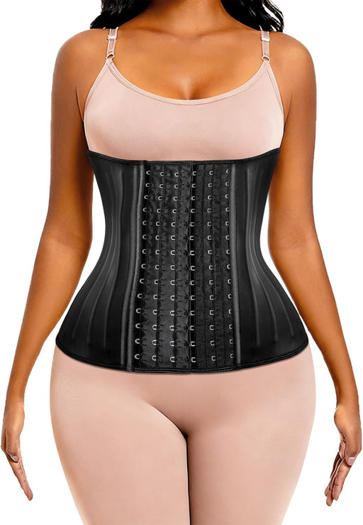 Waist Trainer for Women Corset Cincher Body Shaper Girdle Trimmer with Steel Bones Extender - C-black(25 Steel Bones Height:11.6")