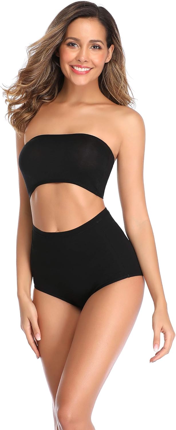Women's Underwear, High Waist Cotton Breathable Full Coverage Panties Brief Multipack Regular and Plus Size