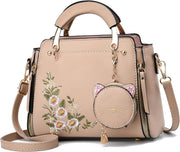 womens Xiaoyu001 Women Purse Satchel - Khaki Flower