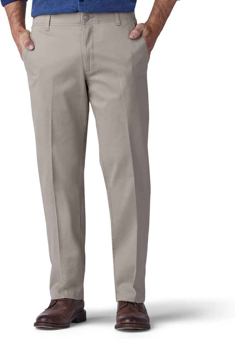 Lee Men's Extreme Motion Flat Front Regular Straight Pant - Pebble