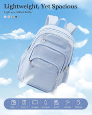 WEPOET Backpack Women Men School Backpack Large with Many Compartments Waterproof Backpack Lightweight for School Backpack Teenager Daypacks Backpack for Boys Girls, A4 blue, Rucksack Backpacks