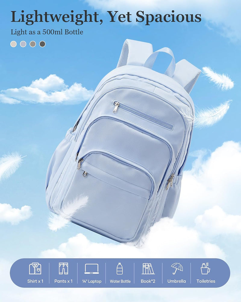 WEPOET Backpack Women Men School Backpack Large with Many Compartments Waterproof Backpack Lightweight for School Backpack Teenager Daypacks Backpack for Boys Girls, A4 blue, Rucksack Backpacks