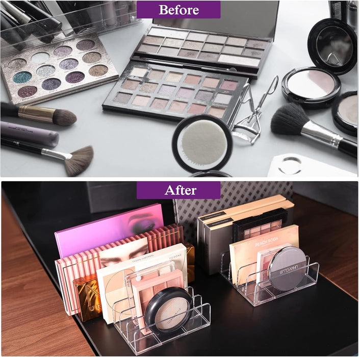[2 Pack] Lolalet Plastic Eyeshadow Palette Makeup Organizer, 7 Section Divided Acrylic Make Up Pallet Storage Holder Cosmetic Eye Shadow Display Stand Rack -Clear