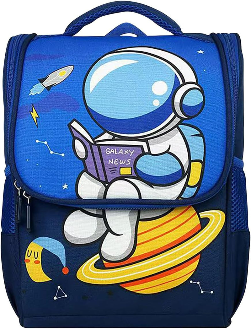 School Bags Kids Backpack Toddler School Bag with Detachable Pencil Pouch Blue Cartoon Dino Print, M - Astronaut-A