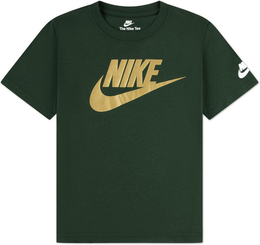 Unisex Kids NKN FUTURA EVERGREEN Tees And T-Shirts (pack of 1) - FIR/METALLIC GOLD