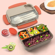 Aputue Bento Lunch Box, 4-Compartment Food Container, 1300ML Large Capacity, Leakproof, Microwave Dishwasher Safe, Reusable Durable Meal Prep Container with Utensils Dressing Cup, for Office School