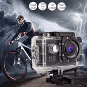 FITTO Sports Cam Waterproof Action Camera 1080P, Full HD 12MP Video Camera, 2-inch LCD, 140 Wide Angle Lens, 30M Underwater, Multi-Use Accessories