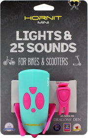 Hornit Mini Bike & Scooter Horn with Kids Headlight - Pink/Turquoise