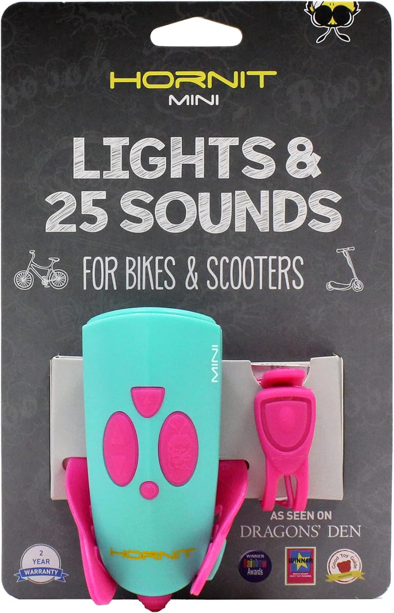 Hornit Mini Bike & Scooter Horn with Kids Headlight - Pink/Turquoise