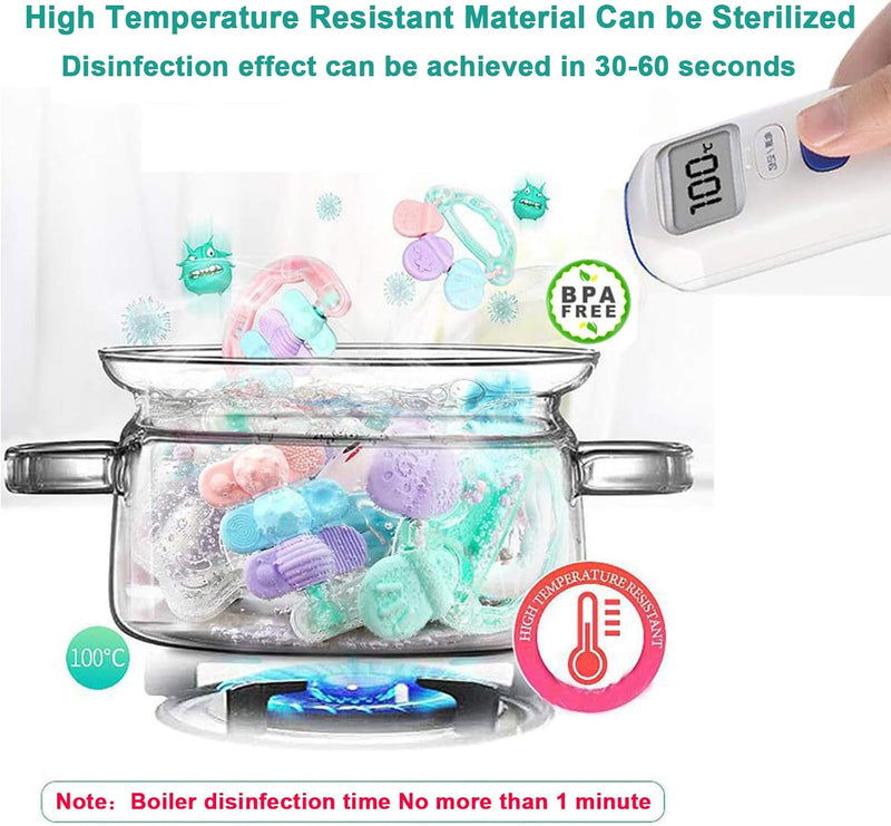 Baby Teether Toy Rattle for Baby Toys 0-12 Months Plus with Storage Box -14 Pcs BPA Free Soft Silicone Teething Toys Newborn Baby Sensory Toys Gifts 3 6 9 12 Months for Early Educational (14Pcs)