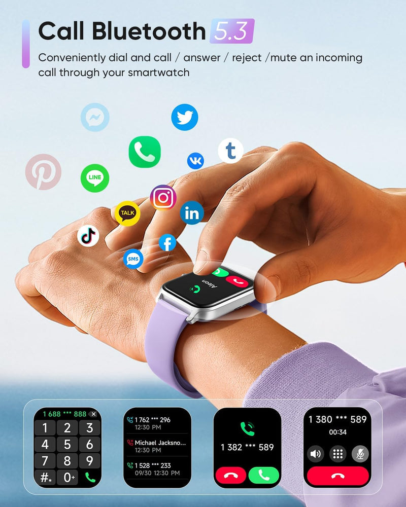 Fitpolo Smart Watch for Women Android & iPhone, Alexa Built-in [1.8" HD Screen] IP68 Waterproof Fitness Watch with Bluetooth Call (Answer/Make), Heart Rate/Sleep/SpO2 Monitor, 105 Sports Trackers