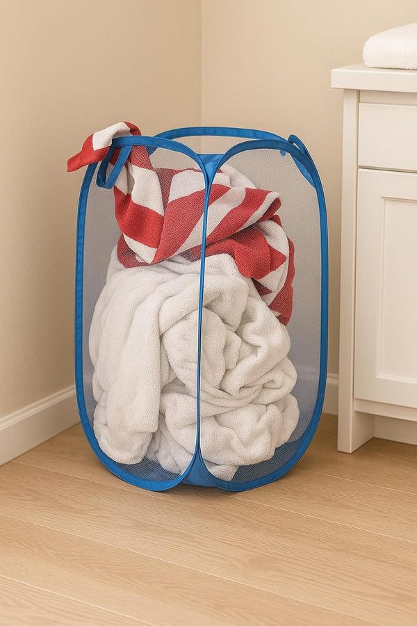 Kuber Industries Nylon Mesh Laundry BasketSturdy Material & Durable HandlesNetted Lightweight Laundry Bag (Assorted)