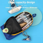 Canvas Pencil Case, Portable Desk Organizer, Double-Layer Basketball Pencil Pouch, Large Capacity Student Pencil Case, Creative Stationery Bag, Storage Coin Pouch Gift for Children (Black) - Black