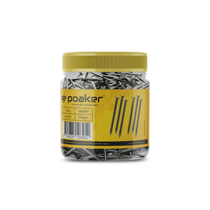 Poaker Common Wire Round Head Nails â€“ Essential Hardware For Carpentry, Electrical, Picture Hanging, Wall Mounting, And Woodworking (2 INCH (200 GRAM))