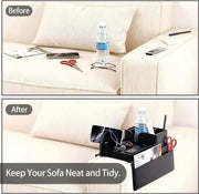 Silicone Sofa Armrest Tray with 5 Side Pockets Anti-Slip Recliner Armchair Caddy Organizer for Drinks, Remote, Tablet, Snacks, Phone Living Room Couch Storage Holder, Black
