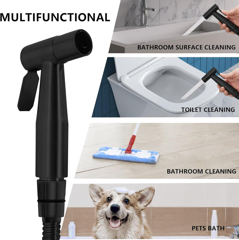 Brushed Nickel Handheld Bidet Sprayer for Toilet, Premium Stainless Steel Bathroom Bidet Sprayer Set, Baby Cloth Diaper Sprayer with Complete Bidet Spray Hoses Kit, Support Wall or Toilet Mount
