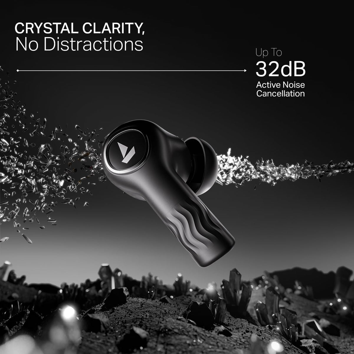boAt New Launch Nirvana Crystl, Transparent Case,Spatial Audio, ANC(32dB), 100Hrs Battery,4Mics ENx, Dual Pair,App Support, Bluetooth Earbuds, TWS Ear Buds Wireless Earphones with mic (Quantum Black) – image 4