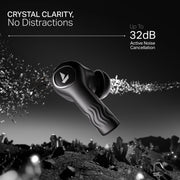 boAt New Launch Nirvana Crystl, Transparent Case,Spatial Audio, ANC(32dB), 100Hrs Battery,4Mics ENx, Dual Pair,App Support, Bluetooth Earbuds, TWS Ear Buds Wireless Earphones with mic (Quantum Black)
