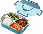 Lunch Box For Kids School,1000ml Stainless Steel Bento Lunch Box,4 Compartments Bento tiffin box,Food-Safe Materials and Leak-proof,for Adults and Children,School,Office (Pink) - Blue
