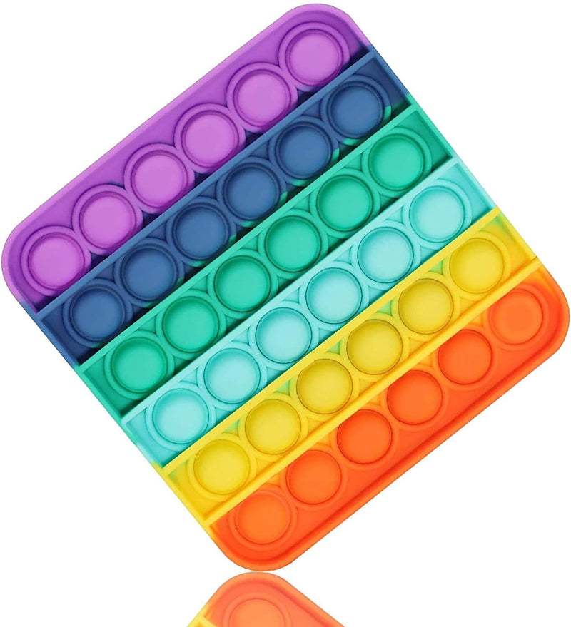 Coolbaby Push Bubbles Pop Fidget Sensory Toy,A Loud Side And A Quiet To Pop, Autism Adhd Special Needs Stress Reliever Silicone Squeeze Toy, ,RainbowStyle2