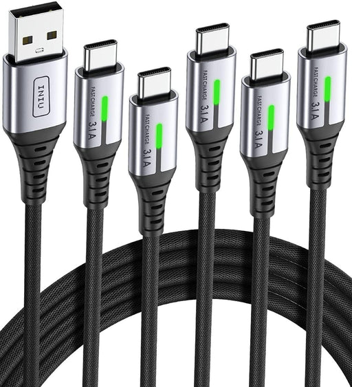 USB C Charger Cable, 5Pack/1+1+2+2+3m Type C 3.1A QC 3.0 Fast Charging, Phone Charger Long USB-C Data Cord for Samsung S23 S22 Switch PlayStation 5 4 Controller Google Pixel 7 Pro Huawei etc. - Black