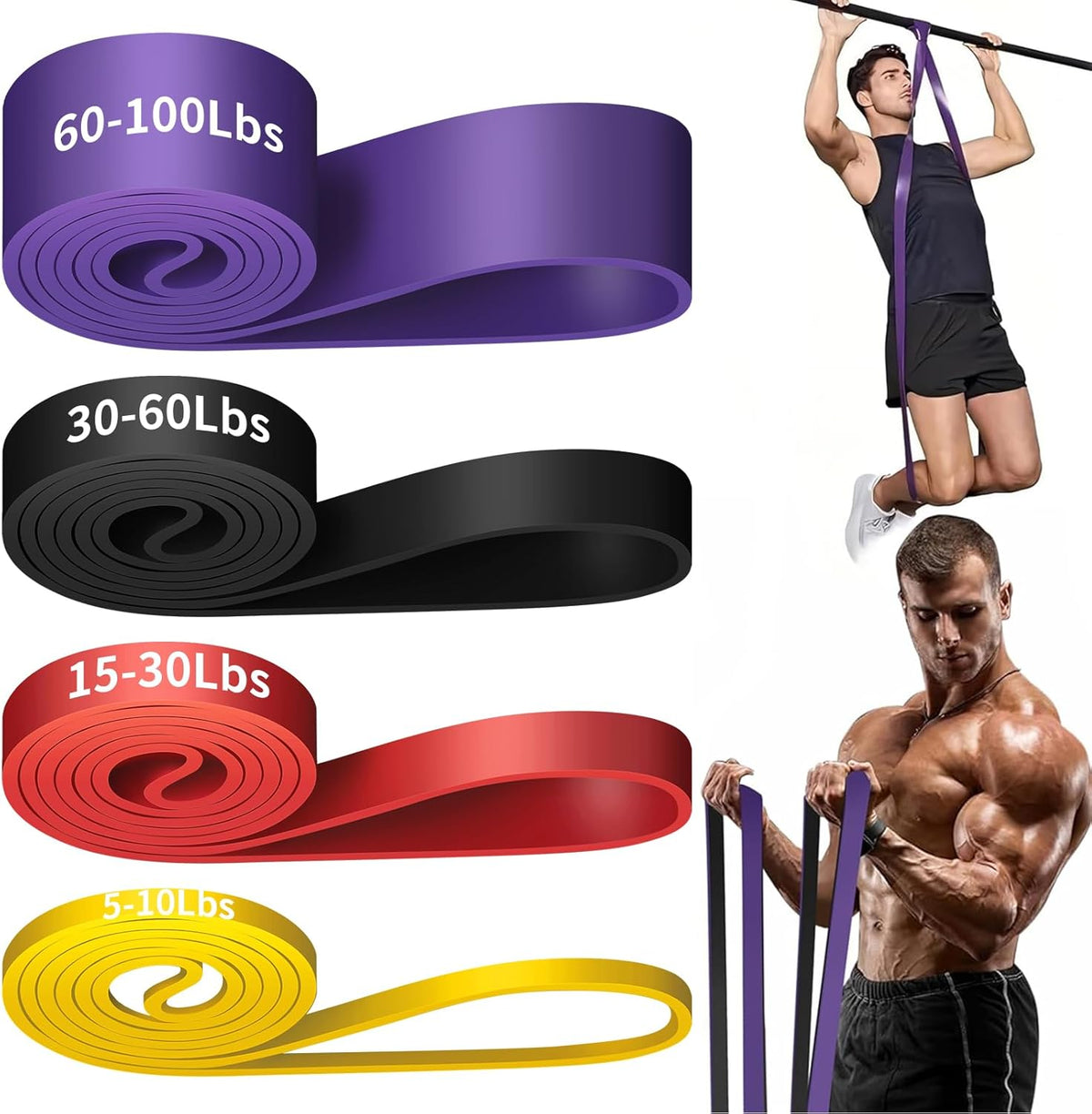 Alllvocles Resistance Band, Pull Up Assistance Band Set for Legs, Working Out, Muscle Training, Physical Therapy, Shape Body, Men Women – image 1