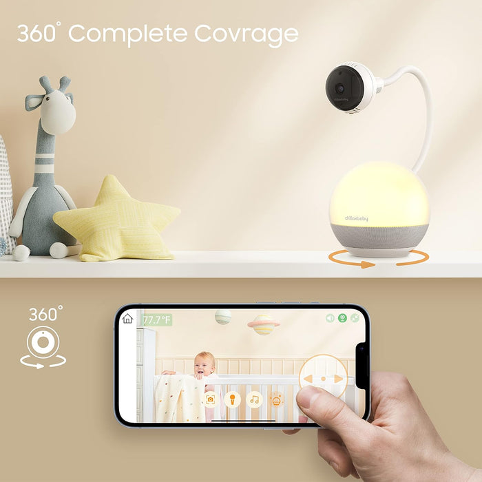 Chillaxbaby - Baby Mood Pro - WiFi Streaming 2-Way Talk 4.3" Baby Monitor and 360 Gooseneck Secured FHD Camera(1080p) with Mood Light Audio Soother-Powered by 5GenCare