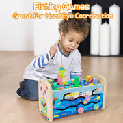 AM ANNA 7 in 1 Hammering Pounding Toys, Wooden Montessori Educational Fishing Game Xylophone Toys for 1 2 3 Year Old, Baby Sensory Developmental Fine Motor Skills Toddler Activities Age 1-4 Gifts