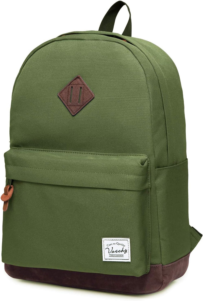 VASCHY Men's Backpack, Women's Waterproof School Bag, Boy Girl Computer 15.6 Inch Vintage for School, College, Work, Travel, Leisure