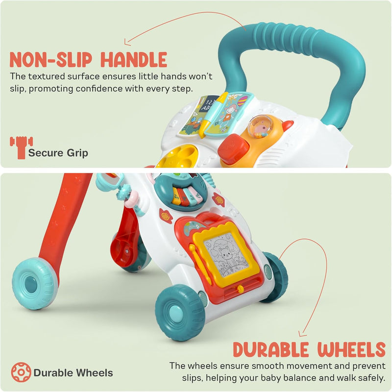 Baybee Baby Crawlio Walker for Kids, Baby Activity Walker with Music, Rotating Lock Wheel,Gears & Grip Handle for Toddlers for 0 to 2 Years Boy Girls (White)