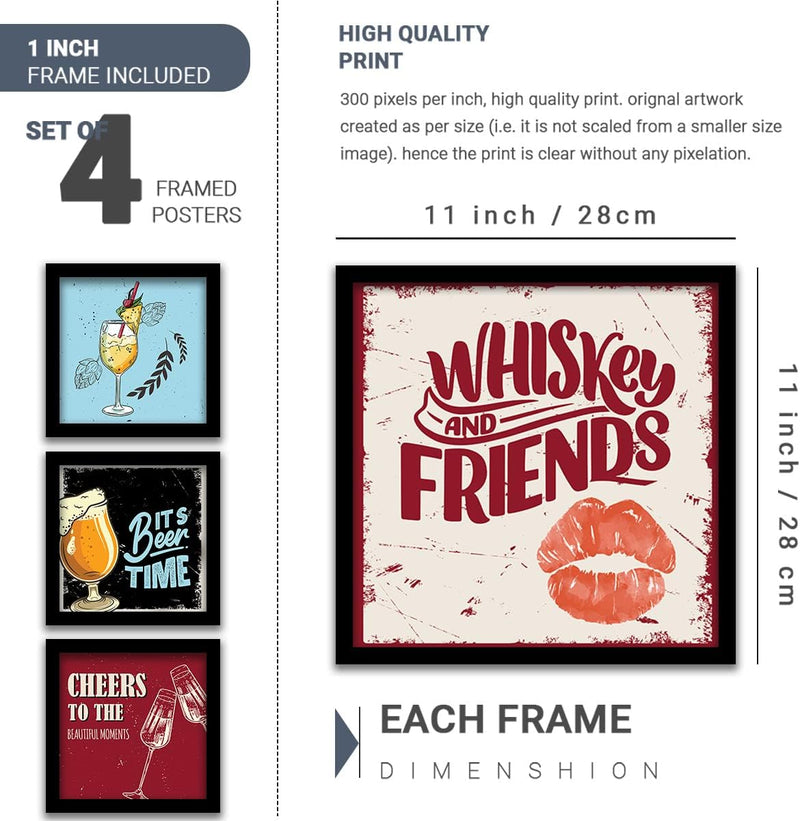 kotart Engineered Wood Photo Frames For Kitchen And Restaurant Wall Decoration - Food Quotes Decor Poster With Frame (11 Inch X 11 Inch, Multi) Design-2, Square)