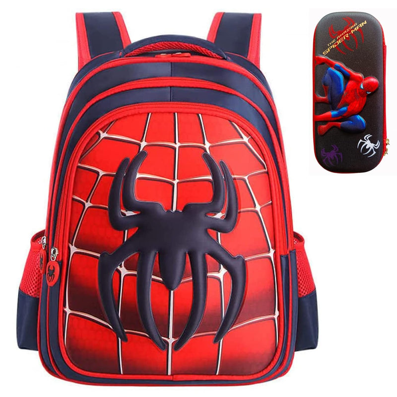 3D Marvel Heroes School Bag, Large School Bags for Boys High-Capacity and Waterproof With Stationery Box Kids School Bag.Spider Man Backpack School Bag for Boys Girls 6-12 Year Old