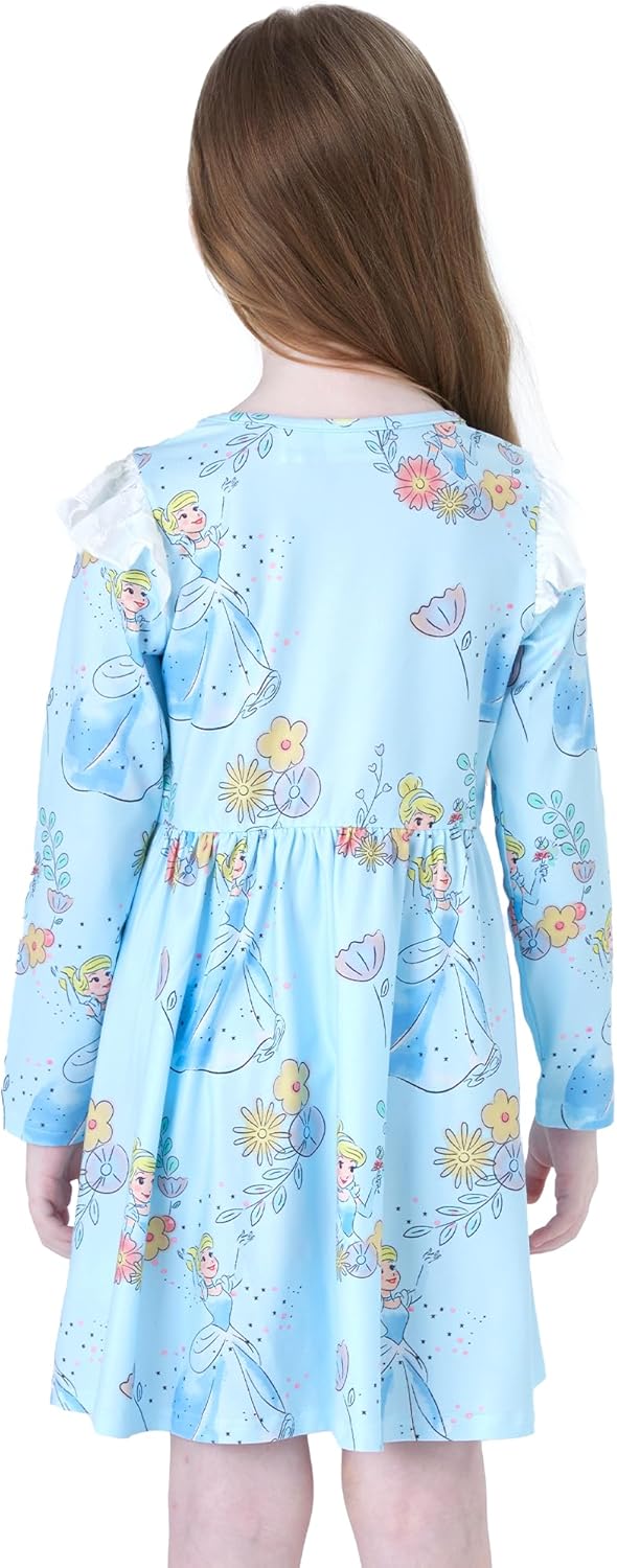 Disney Stitch Minnie Mouse Princess Frozen Girls Tie Back Dress Tween Kids Off Shoulder/Short Sleeve Smocked Outfit 2-13Years